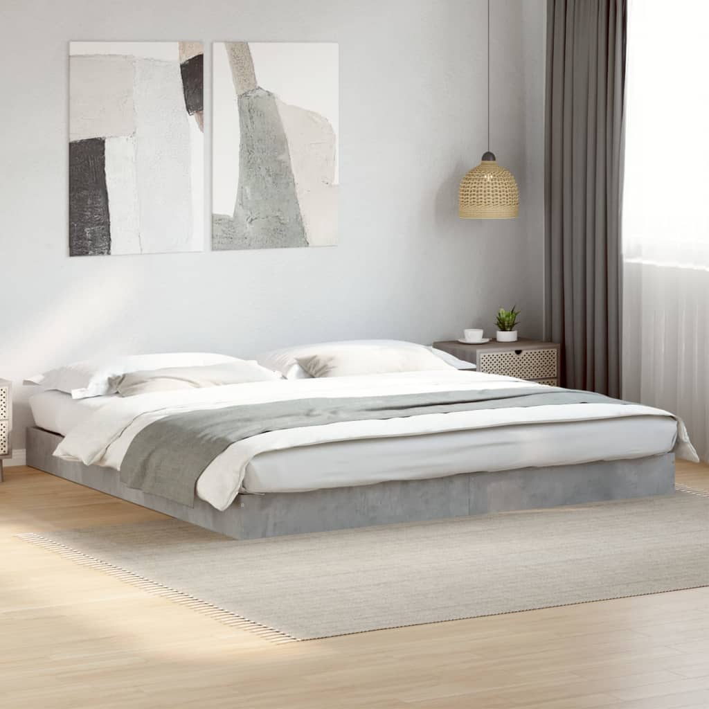 Sengeramme Betonggrå 180X200 Cm Konstruert Tre