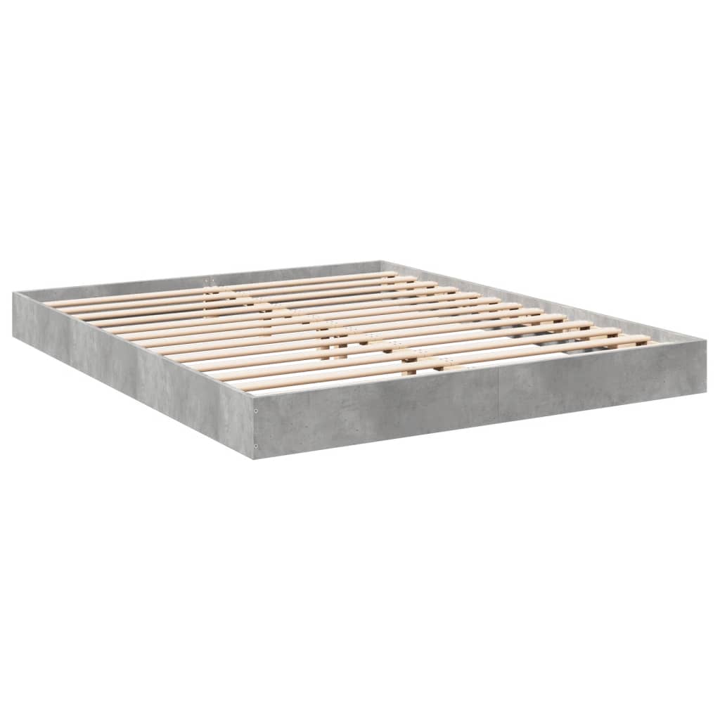 Sengeramme Betonggrå 160X200 Cm Konstruert Tre