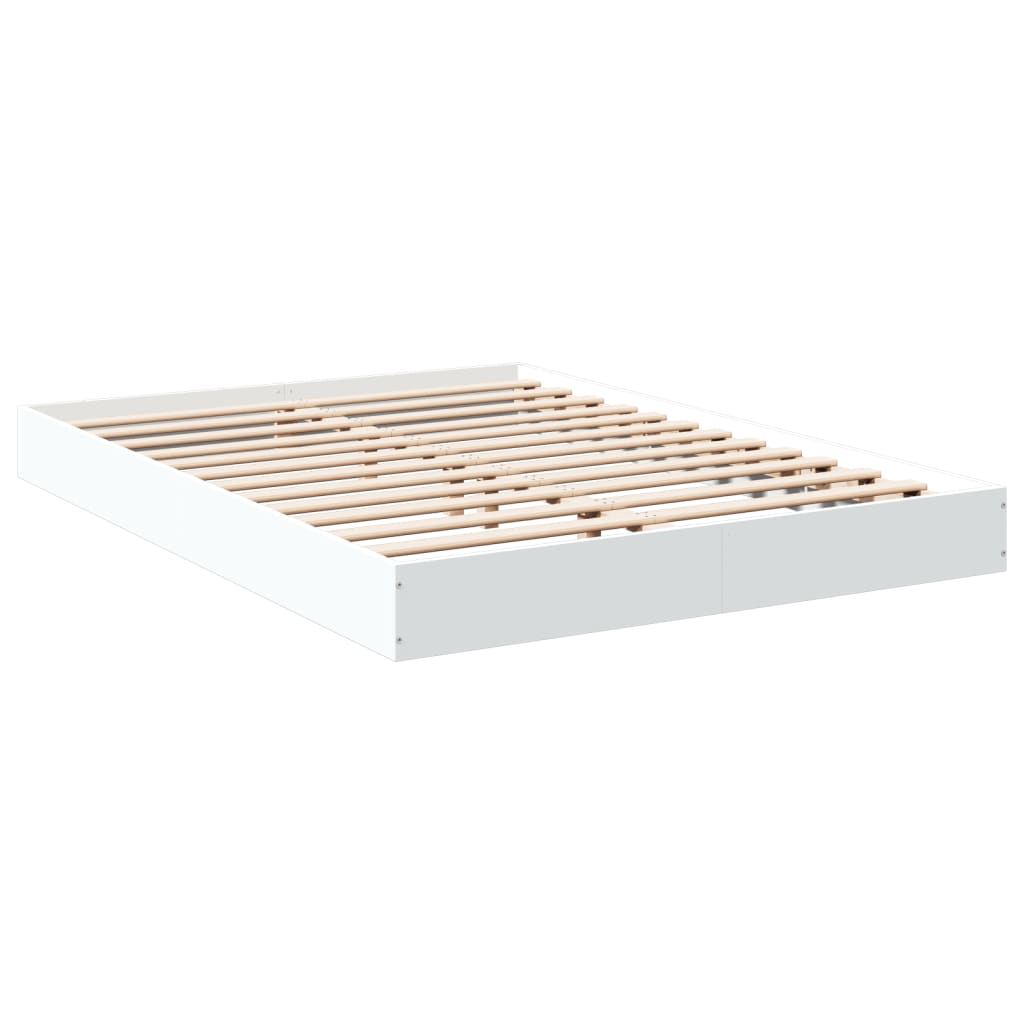 Sengeramme Hvit 140X200 Cm Konstruert Tre