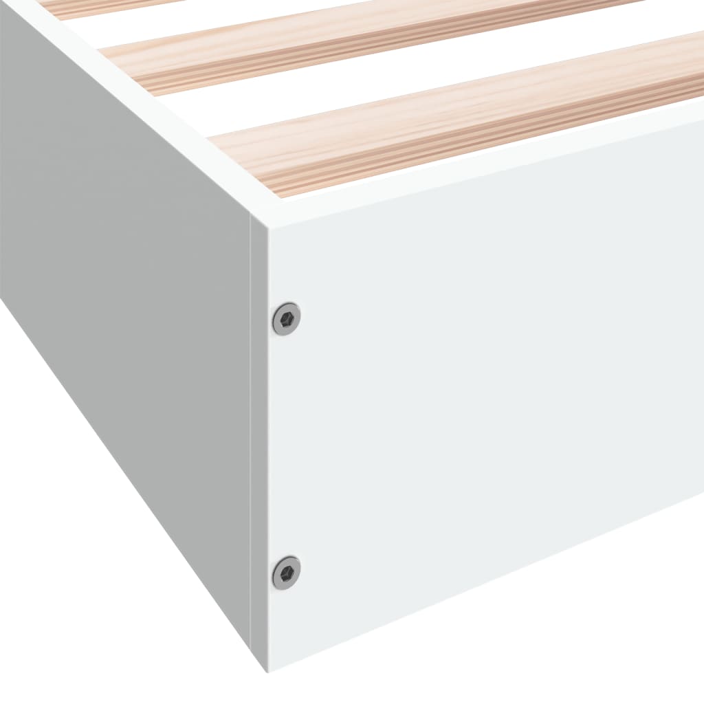 Sengeramme Hvit 140X200 Cm Konstruert Tre