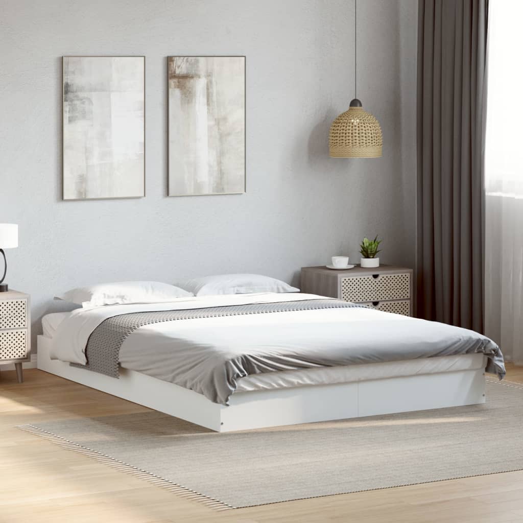 Sengeramme Hvit 140X200 Cm Konstruert Tre