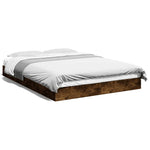 Sengeramme Uten Madrass Røkt Eik 140X200 Cm Konstruert Tre