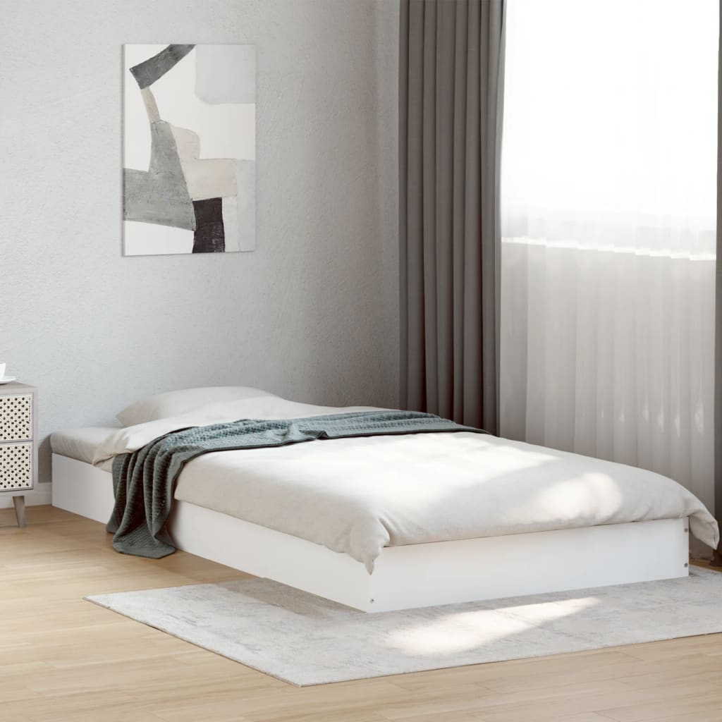 Sengeramme Hvit 100X200 Cm Konstruert Tre
