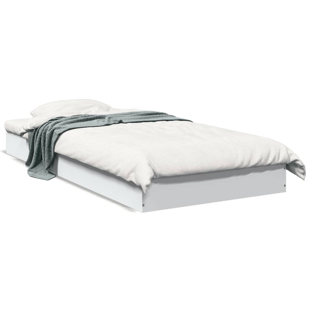 Sengeramme Hvit 75X190 Cm Konstruert Tre