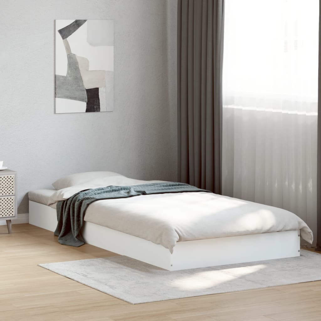 Sengeramme Hvit 75X190 Cm Konstruert Tre
