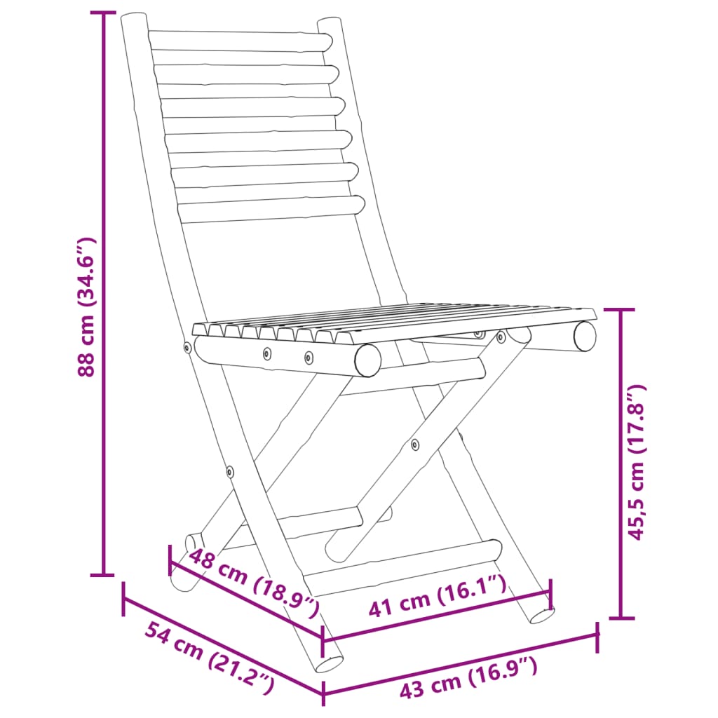 Sammenleggbare Hagestoler 6 Stk 43X54X88 Cm Bambus