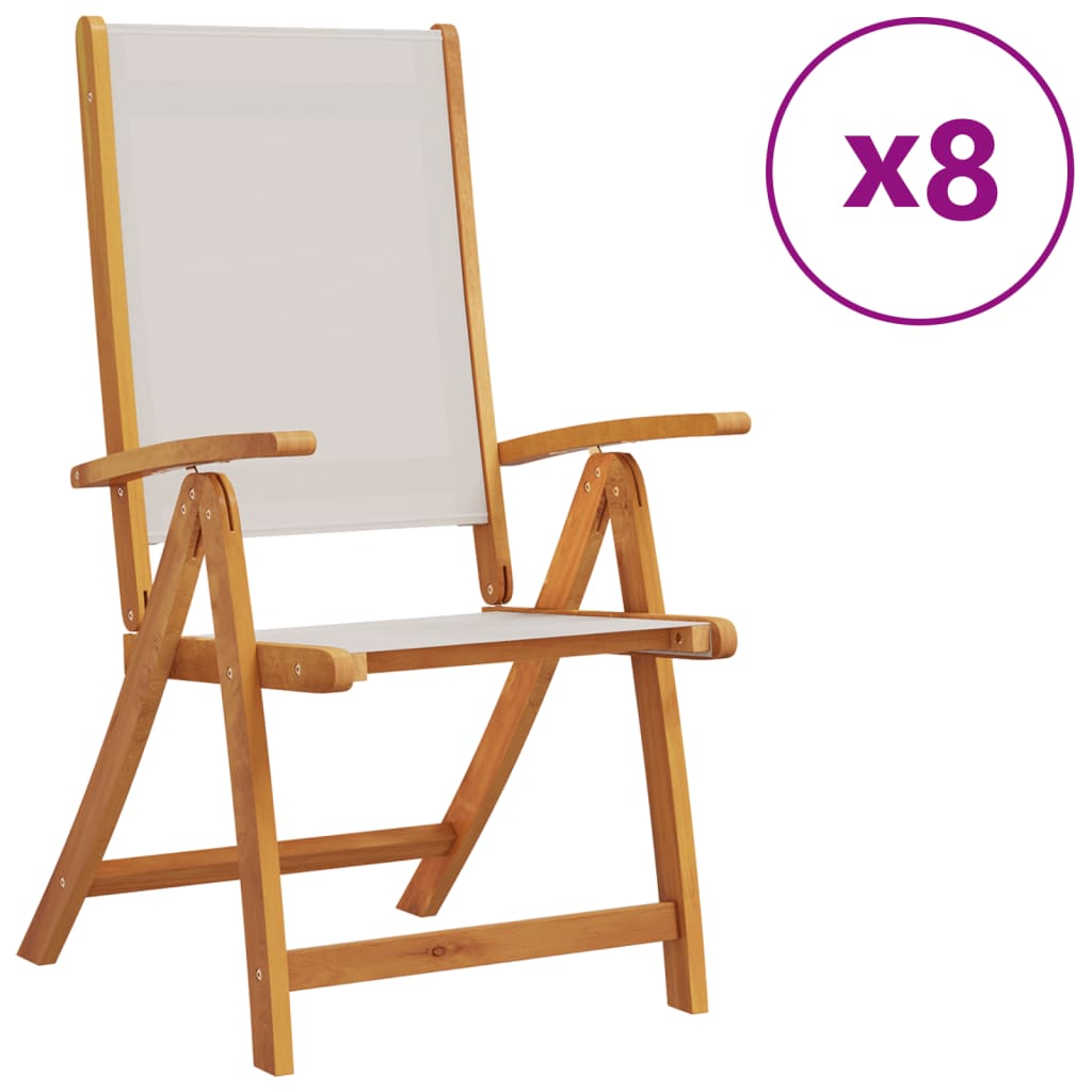 Sammenleggbare Stoler 8 Stk Heltre Akasie Og Textilene