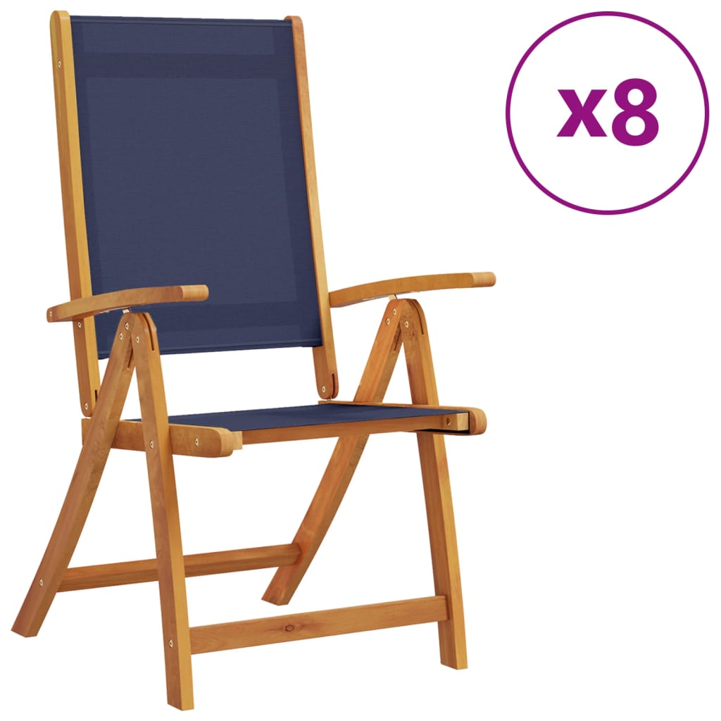 Sammenleggbare Stoler 8 Stk Heltre Akasie Og Textilene