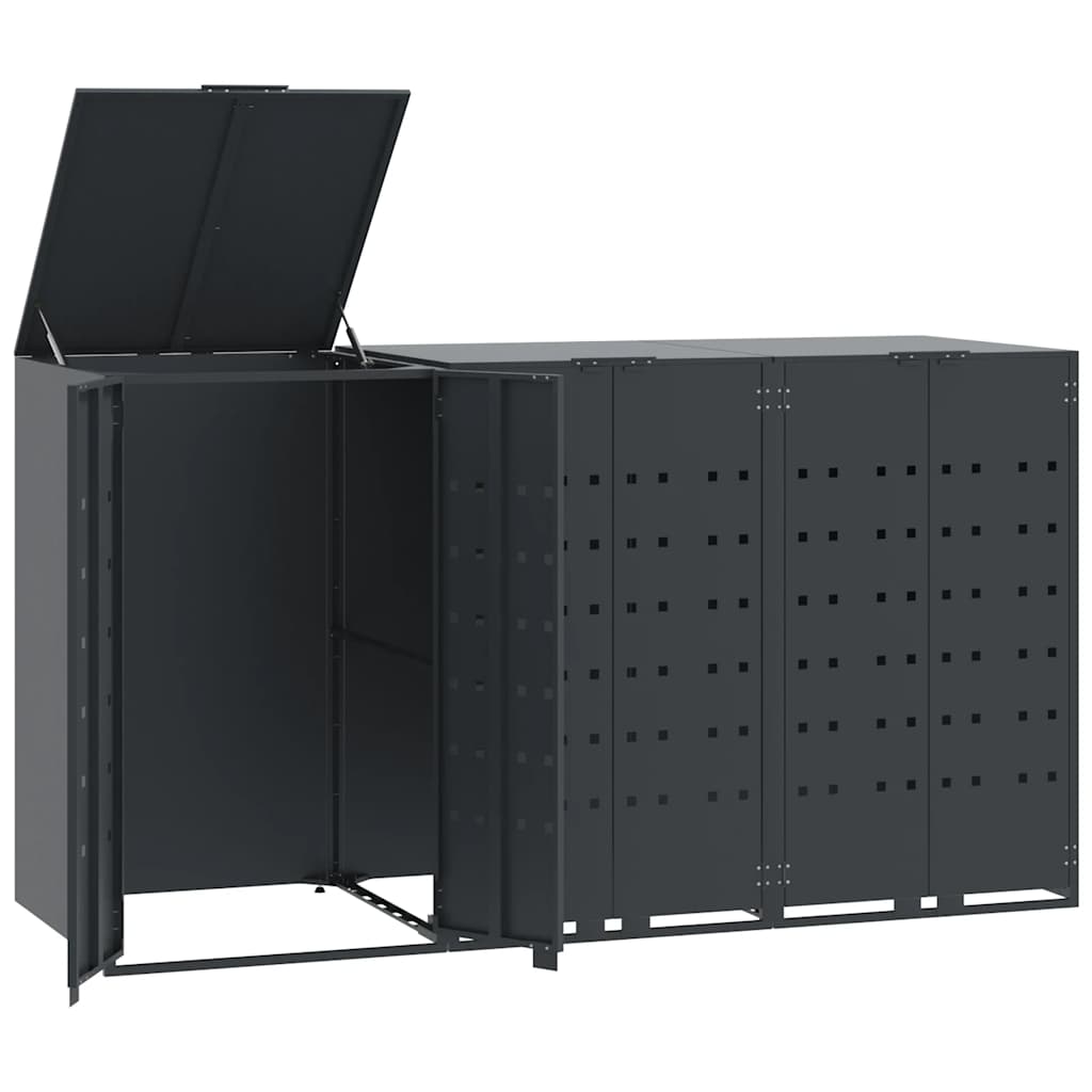 Søppeldunkskur For 3 Dunker Antrasitt 207X79X117 Cm Stål