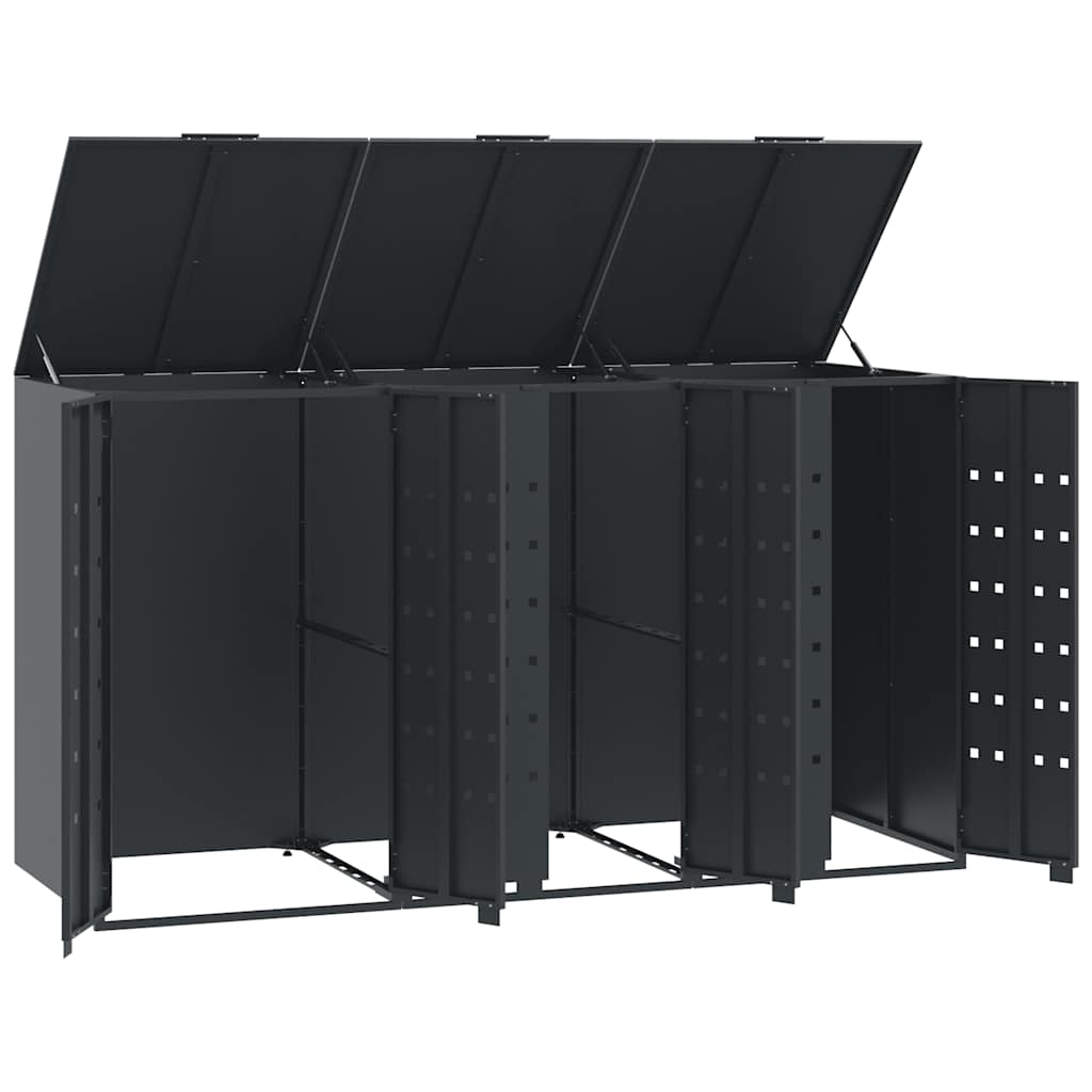 Søppeldunkskur For 3 Dunker Antrasitt 207X79X117 Cm Stål