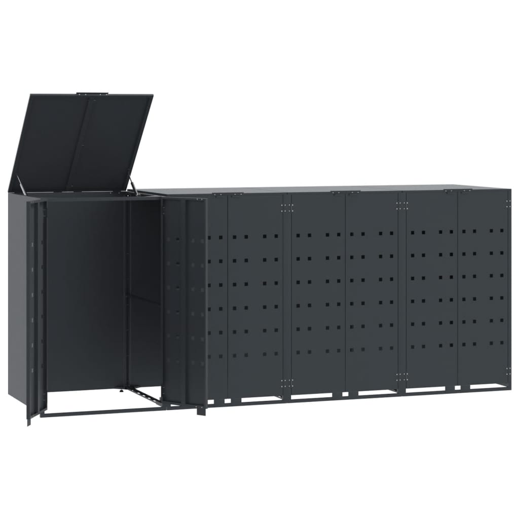 Søppeldunkskur For 4 Dunker Antrasitt 276X79X117 Cm Stål