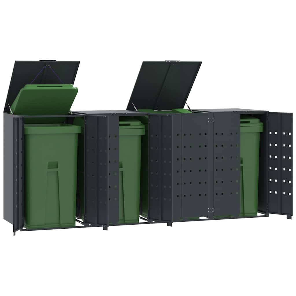 Søppeldunkskur For 4 Dunker Antrasitt 276X79X117 Cm Stål
