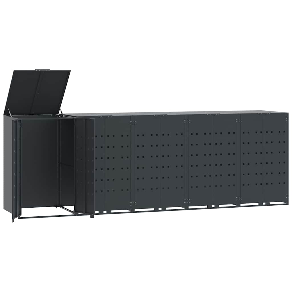 Søppeldunkskur For 5 Dunker Antrasitt 345X79X117 Cm Stål
