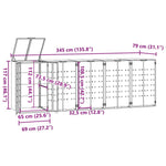 Søppeldunkskur For 5 Dunker Antrasitt 345X79X117 Cm Stål