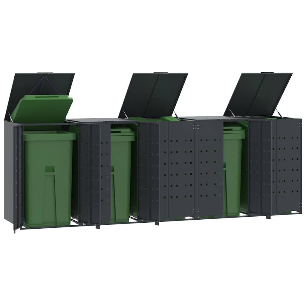 Søppeldunkskur For 5 Dunker Antrasitt 345X79X117 Cm Stål