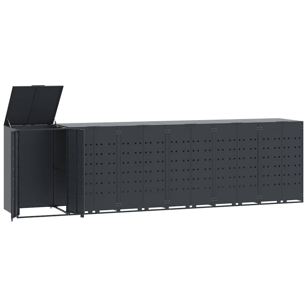 Søppeldunkskur For 6 Dunker Antrasitt 414X79X117 Cm Stål
