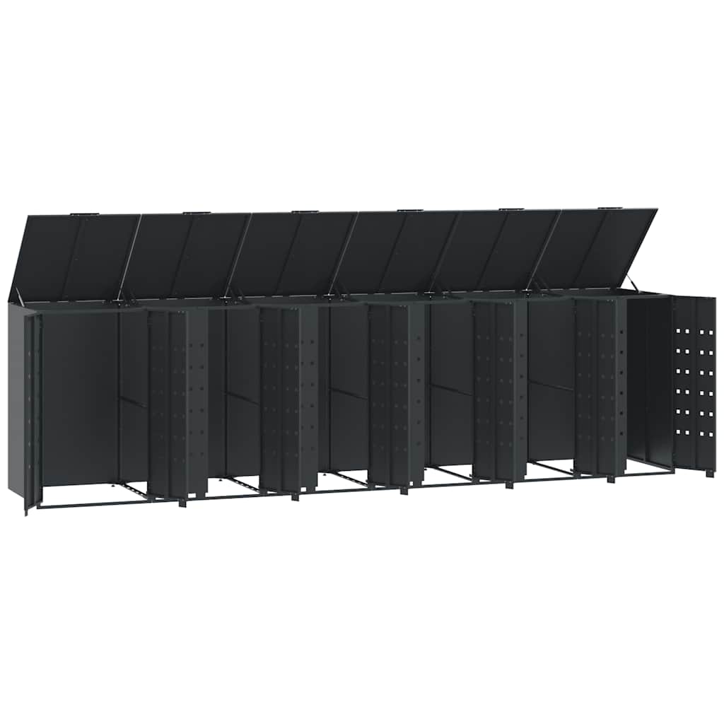 Søppeldunkskur For 6 Dunker Antrasitt 414X79X117 Cm Stål