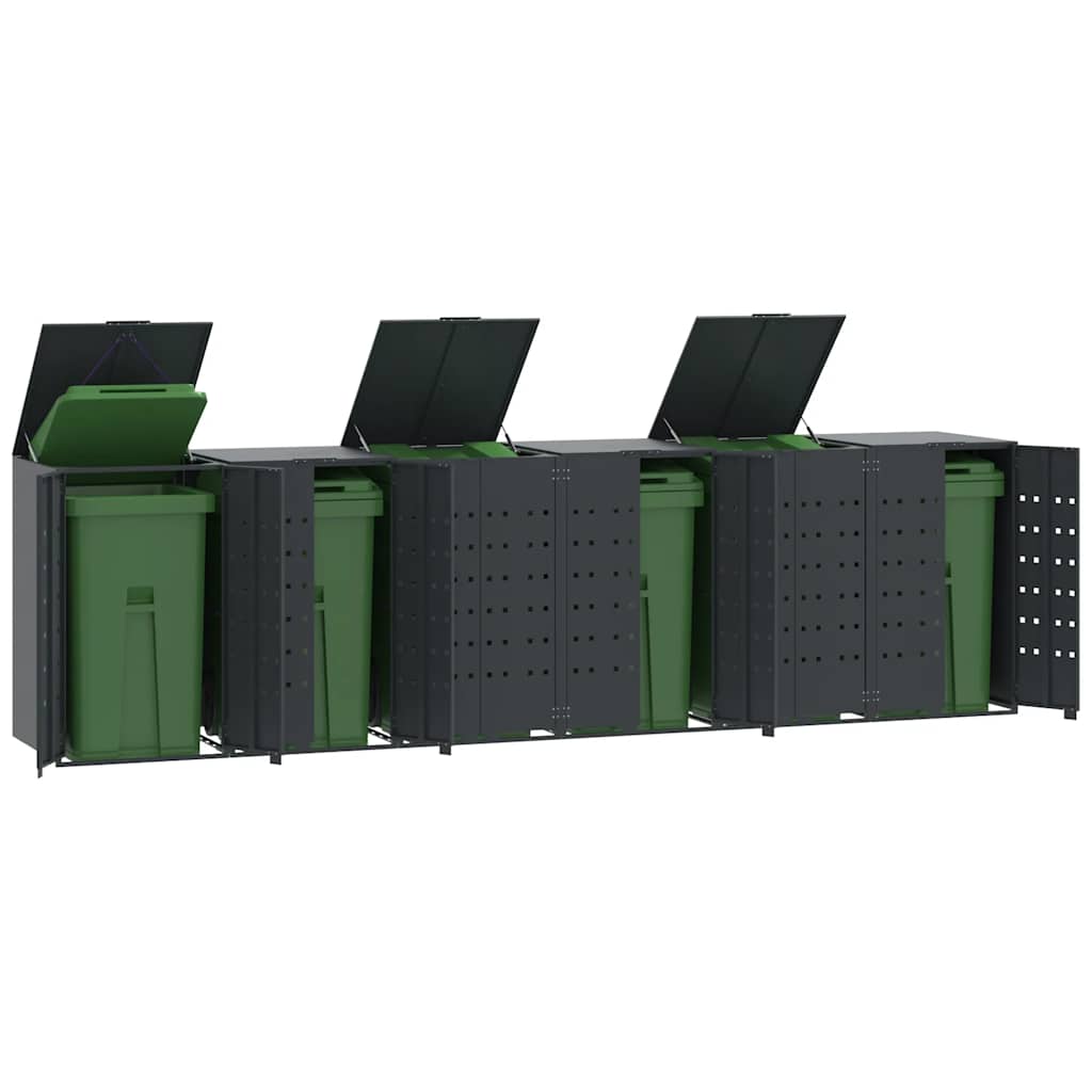 Søppeldunkskur For 6 Dunker Antrasitt 414X79X117 Cm Stål