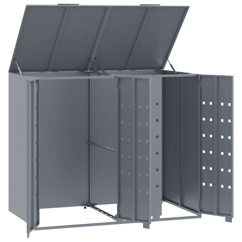 Søppeldunkskur For 2 Dunker Grå 138X79X117 Cm Stål