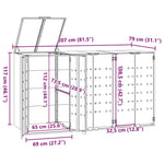 Søppeldunkskur For 3 Dunker Grå 207X79X117 Cm Stål