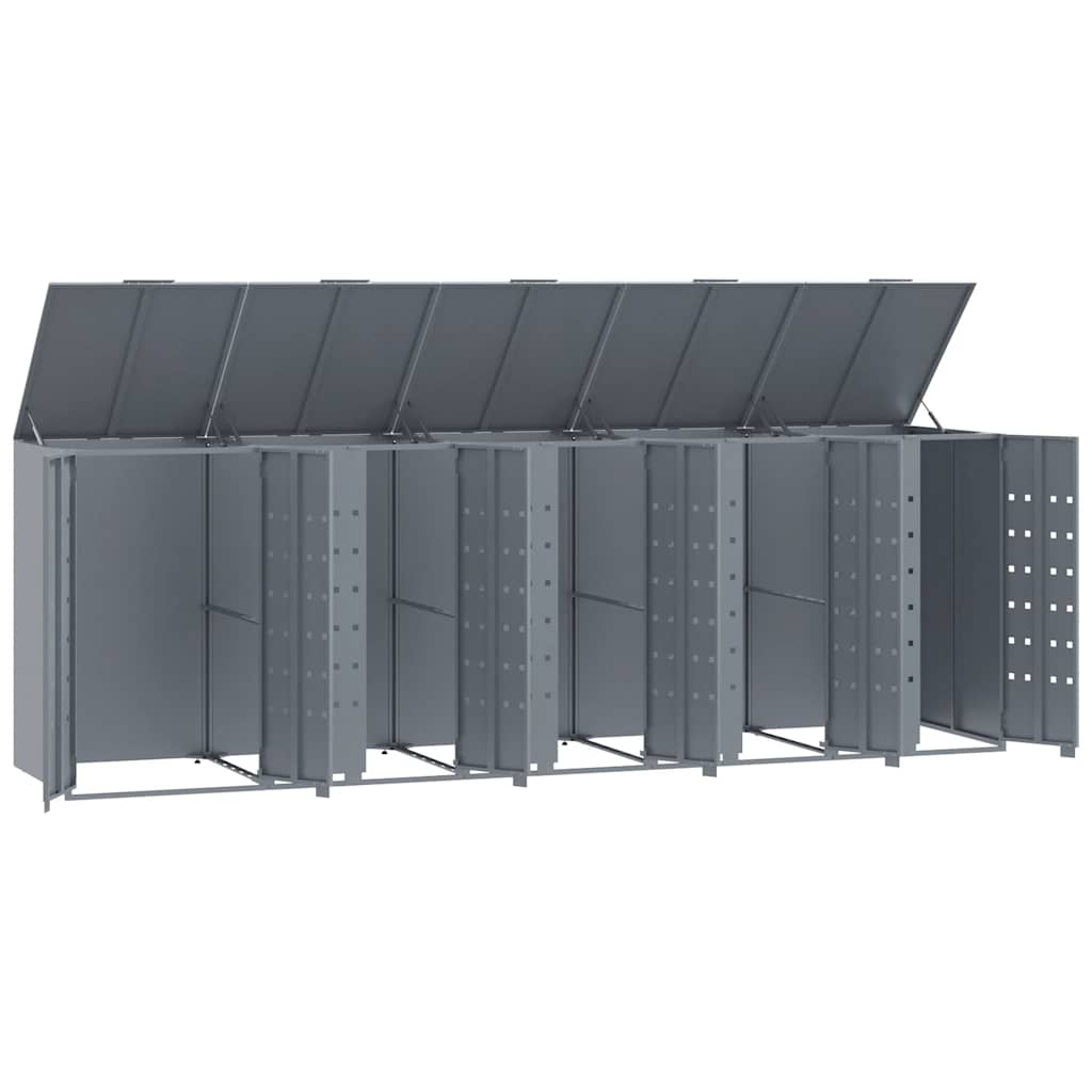 Søppeldunkskur For 5 Dunker Grå 345X79X117 Cm Stål
