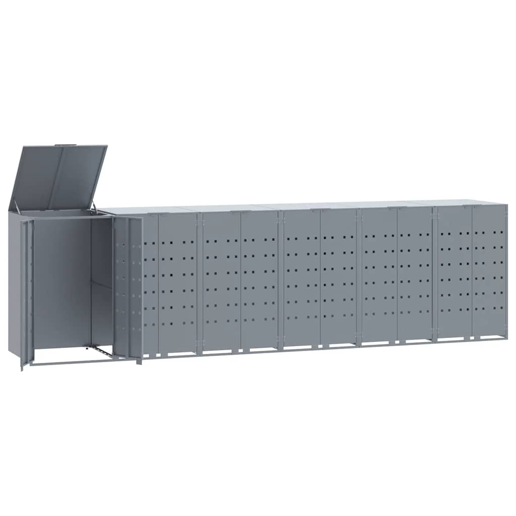 Søppeldunkskur For 6 Dunker Grå 414X79X117 Cm Stål