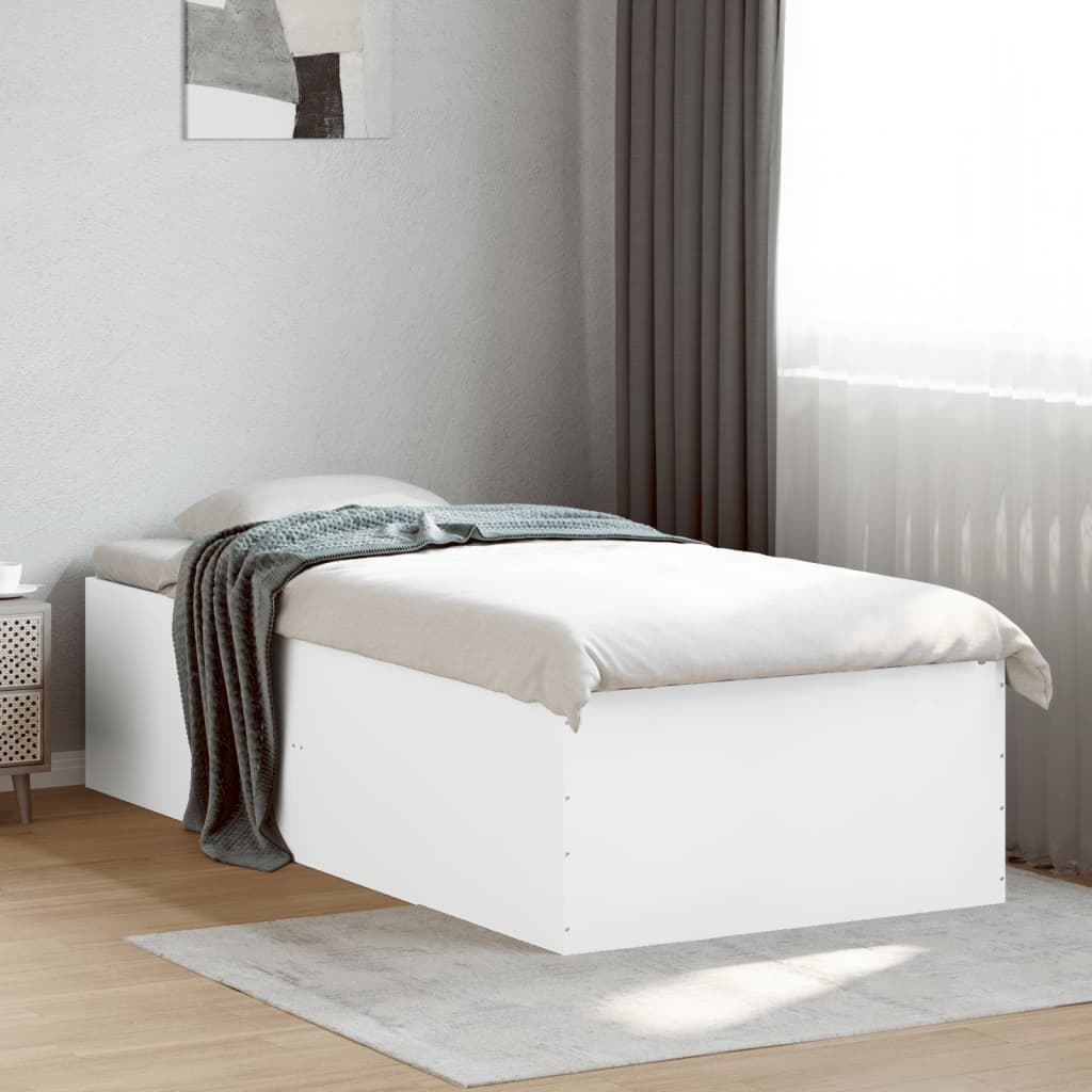 Sengeramme Hvit 100X200 Cm Konstruert Tre