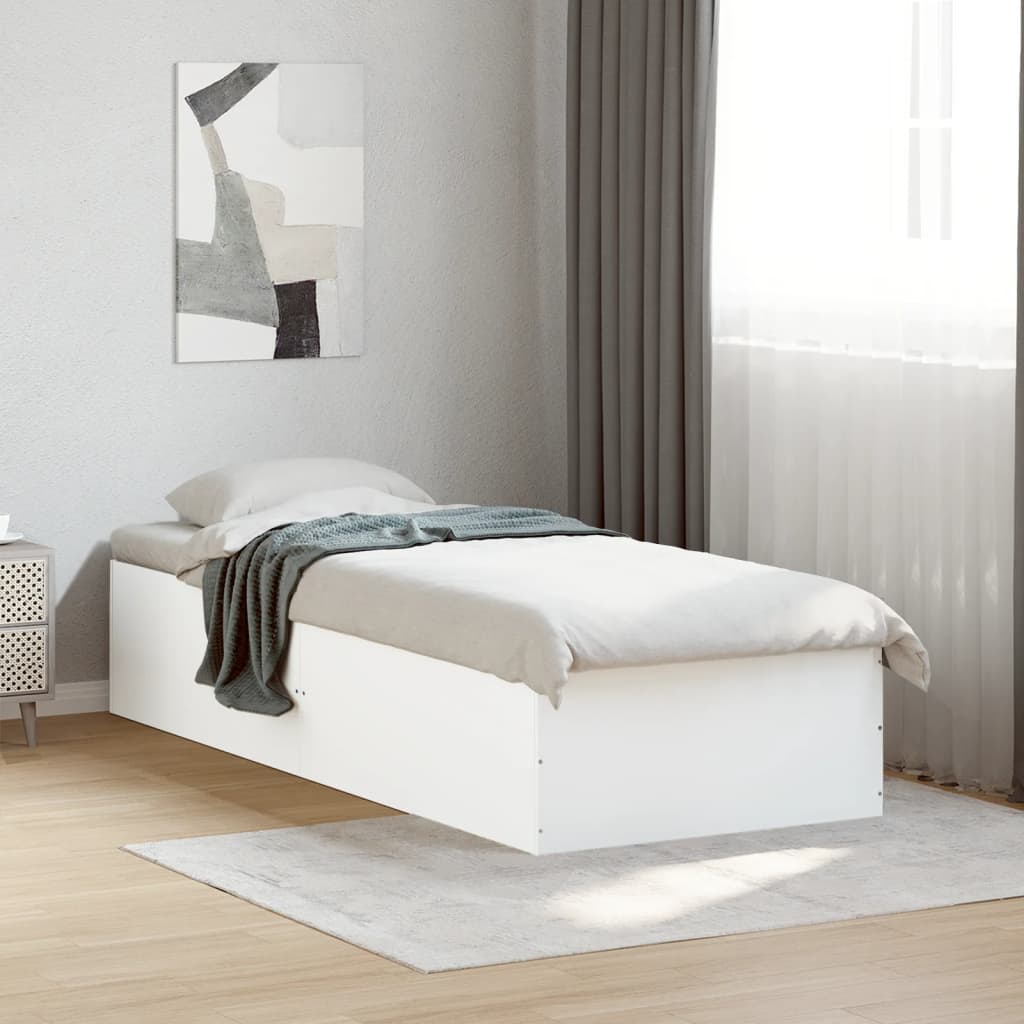 Sengeramme Hvit 90X190 Cm Konstruert Tre