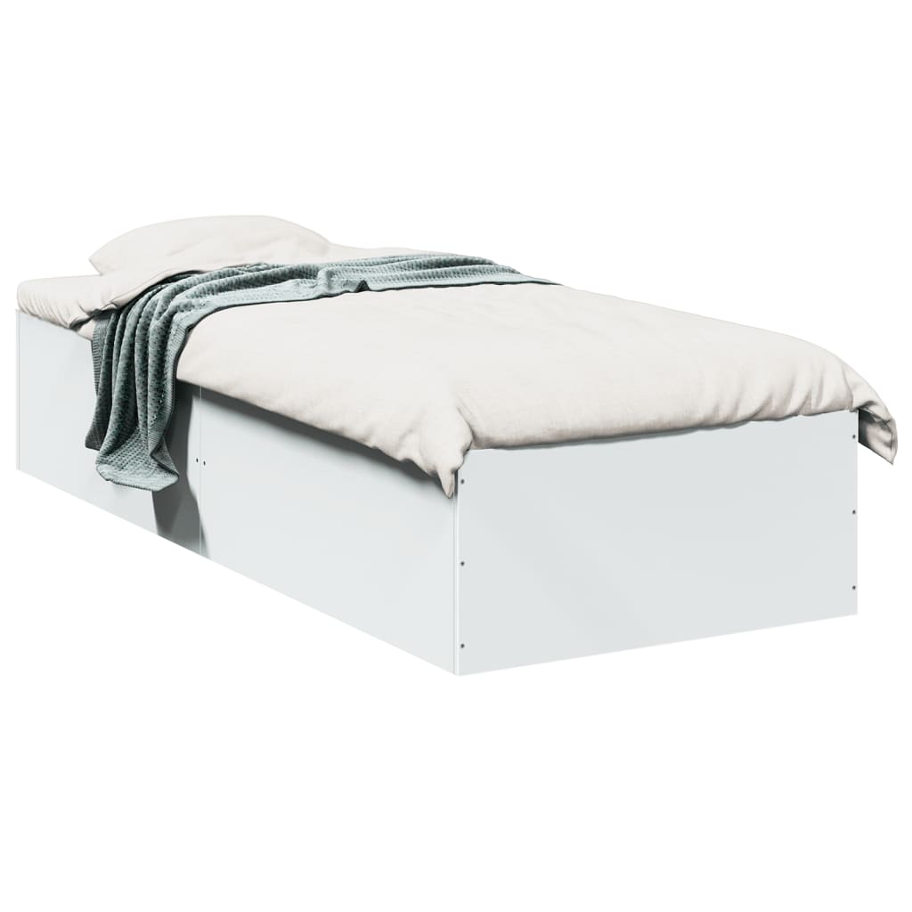 Sengeramme Hvit 90X190 Cm Konstruert Tre