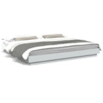 Sengeramme Med Led-Lys Hvit 200X200 Cm Konstruert Tre
