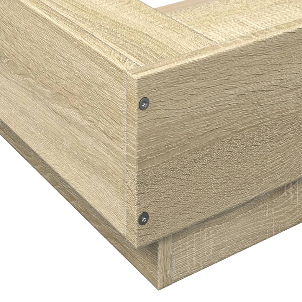 Sengeramme Med Led-Lys Sonoma Eik 200X200 Cm Konstruert Tre