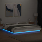 Sengeramme Med Led-Lys Hvit 180X200 Cm Konstruert Tre