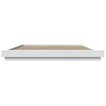Sengeramme Med Led-Lys Hvit 180X200 Cm Konstruert Tre