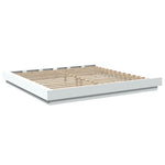 Sengeramme Med Led-Lys Hvit 180X200 Cm Konstruert Tre