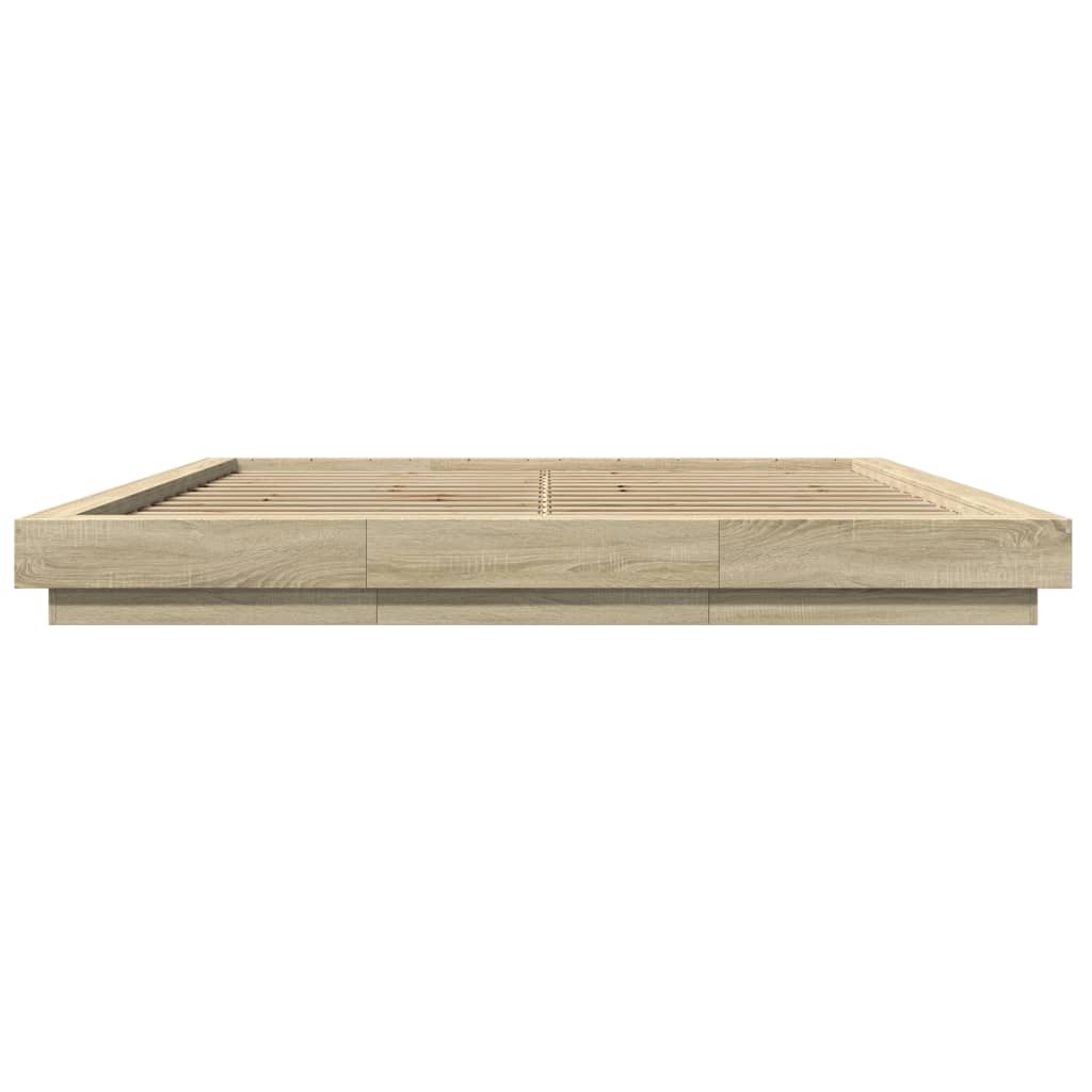 Sengeramme Med Led-Lys Sonoma Eik 180X200 Cm Konstruert Tre