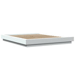 Sengeramme Med Led-Lys Hvit 160X200 Cm Konstruert Tre