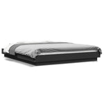 Sengeramme Med Led-Lys Svart 160X200 Cm Konstruert Tre