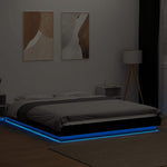 Sengeramme Med Led-Lys Svart 160X200 Cm Konstruert Tre