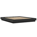 Sengeramme Med Led-Lys Svart 160X200 Cm Konstruert Tre