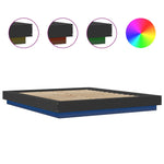 Sengeramme Med Led-Lys Svart 160X200 Cm Konstruert Tre