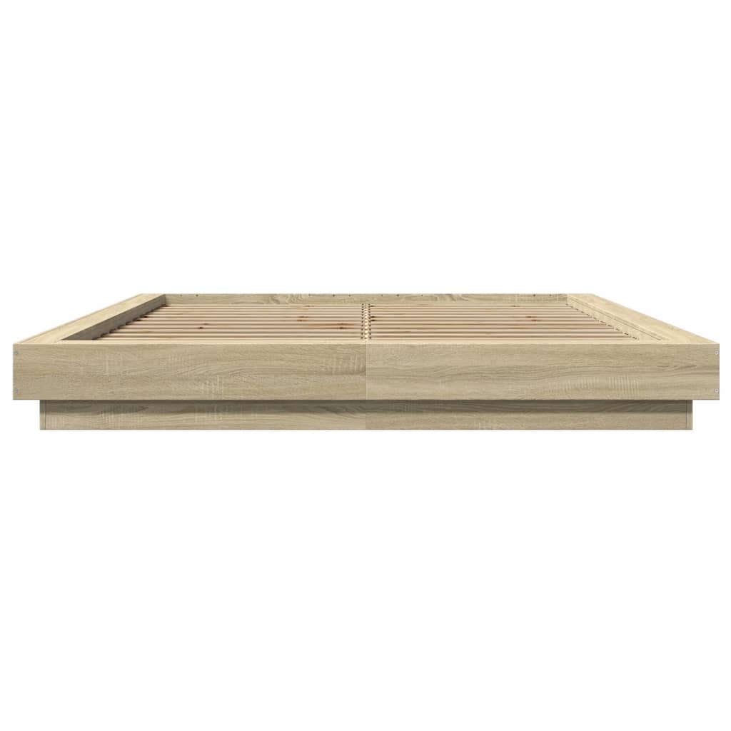 Sengeramme Med Led-Lys Sonoma Eik 160X200 Cm Konstruert Tre