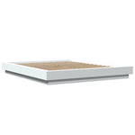 Sengeramme Med Led-Lys Hvit 150X200 Cm Konstruert Tre