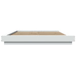 Sengeramme Med Led-Lys Hvit 150X200 Cm Konstruert Tre