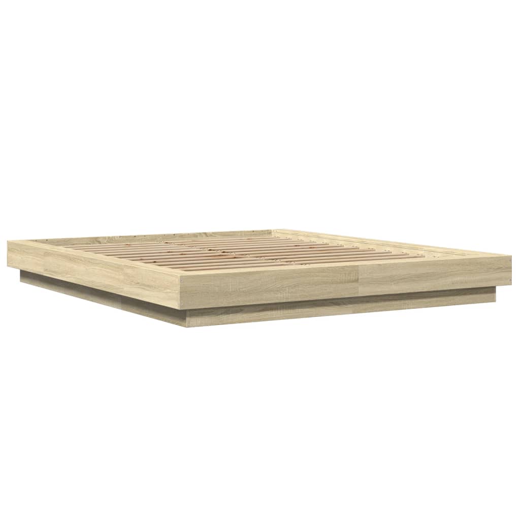 Sengeramme Med Led-Lys Sonoma Eik 150X200 Cm Konstruert Tre