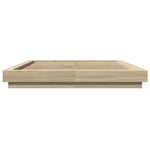 Sengeramme Med Led-Lys Sonoma Eik 150X200 Cm Konstruert Tre