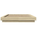Sengeramme Med Led-Lys Sonoma Eik 140X200 Cm Konstruert Tre