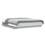 Sengeramme Med Led-Lys Hvit 120X200 Cm Konstruert Tre