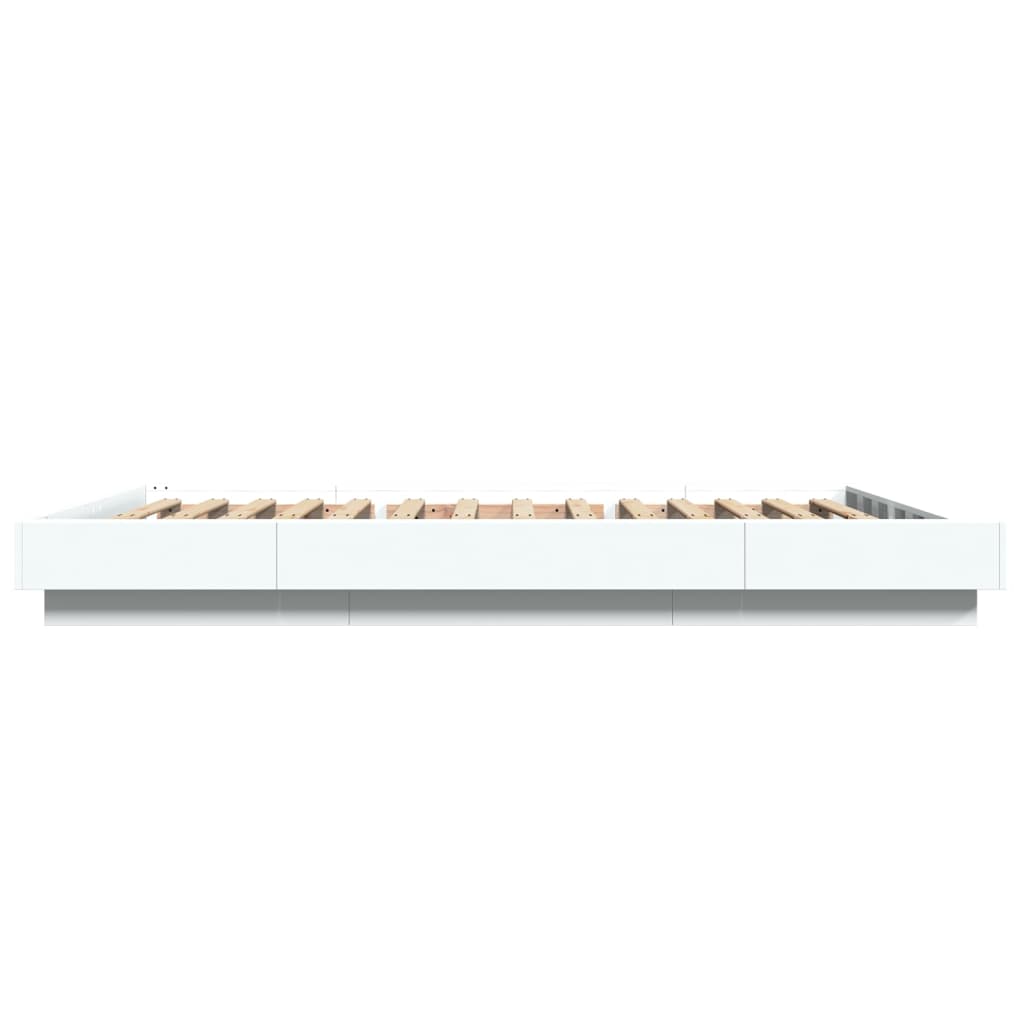 Sengeramme Med Led-Lys Hvit 120X200 Cm Konstruert Tre