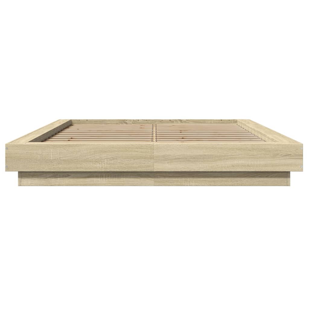 Sengeramme Med Led-Lys Sonoma Eik 120X200 Cm Konstruert Tre
