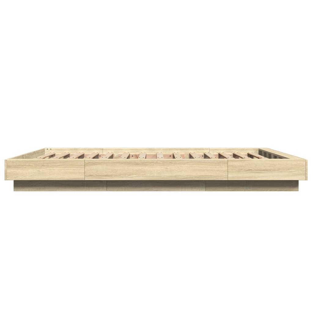 Sengeramme Med Led-Lys Sonoma Eik 120X200 Cm Konstruert Tre